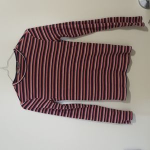 8seconds Pink/Navy Striped Ribbed Long-Sleeve T-shirt